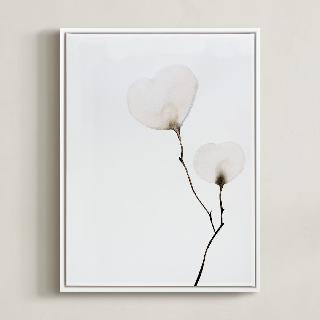 "Mokuren 02" - Art Print in Soft Peach by jinseikou - Framed Canvas