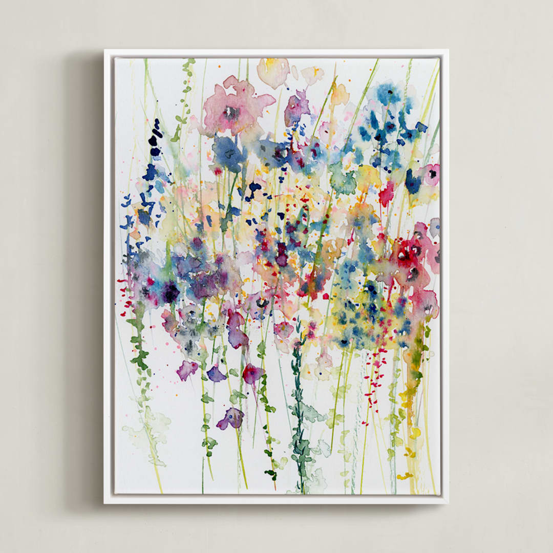 "Wildflowers" - Art Print in rose by Lindsay Megahed - Framed Canvas