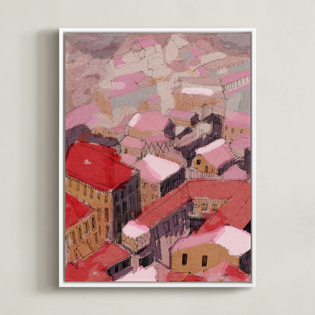"Painted Venice cityscape" - Art Print in Pastel by Oana Prints - Framed Canvas