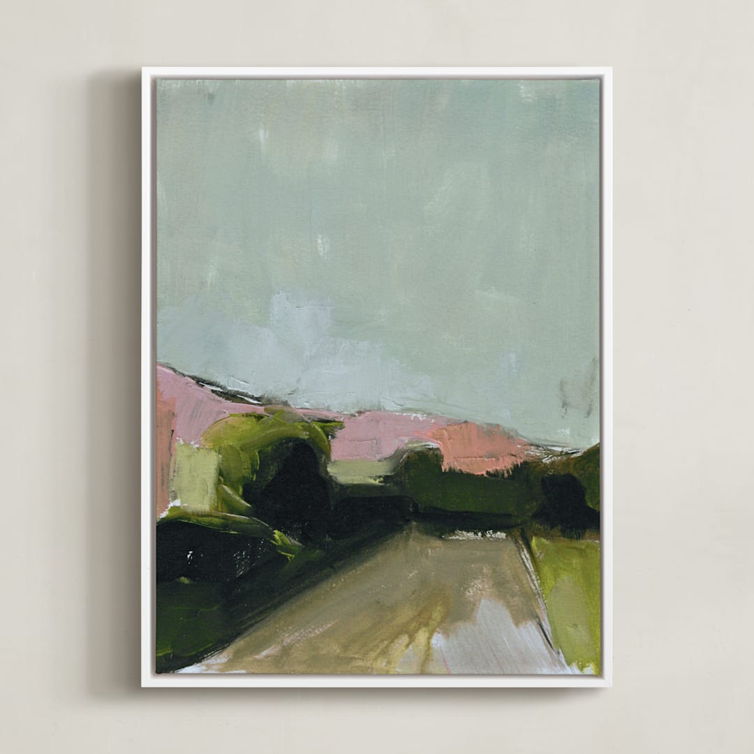 "Road Trip" - Art Print in Mint Green by Lynne Millar - Framed Canvas