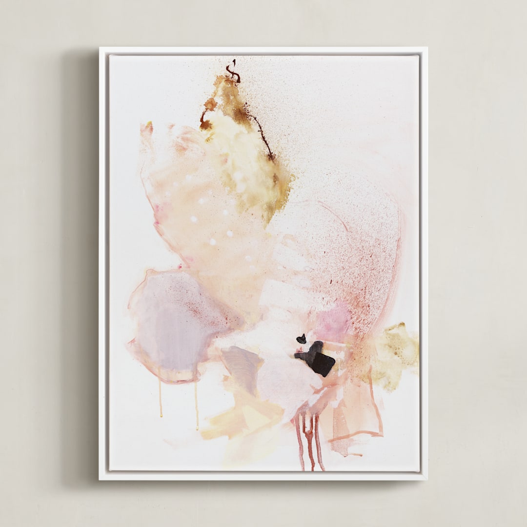 "Delicate" - Art Print in blush pink by Sarah McInroe - Framed Canvas