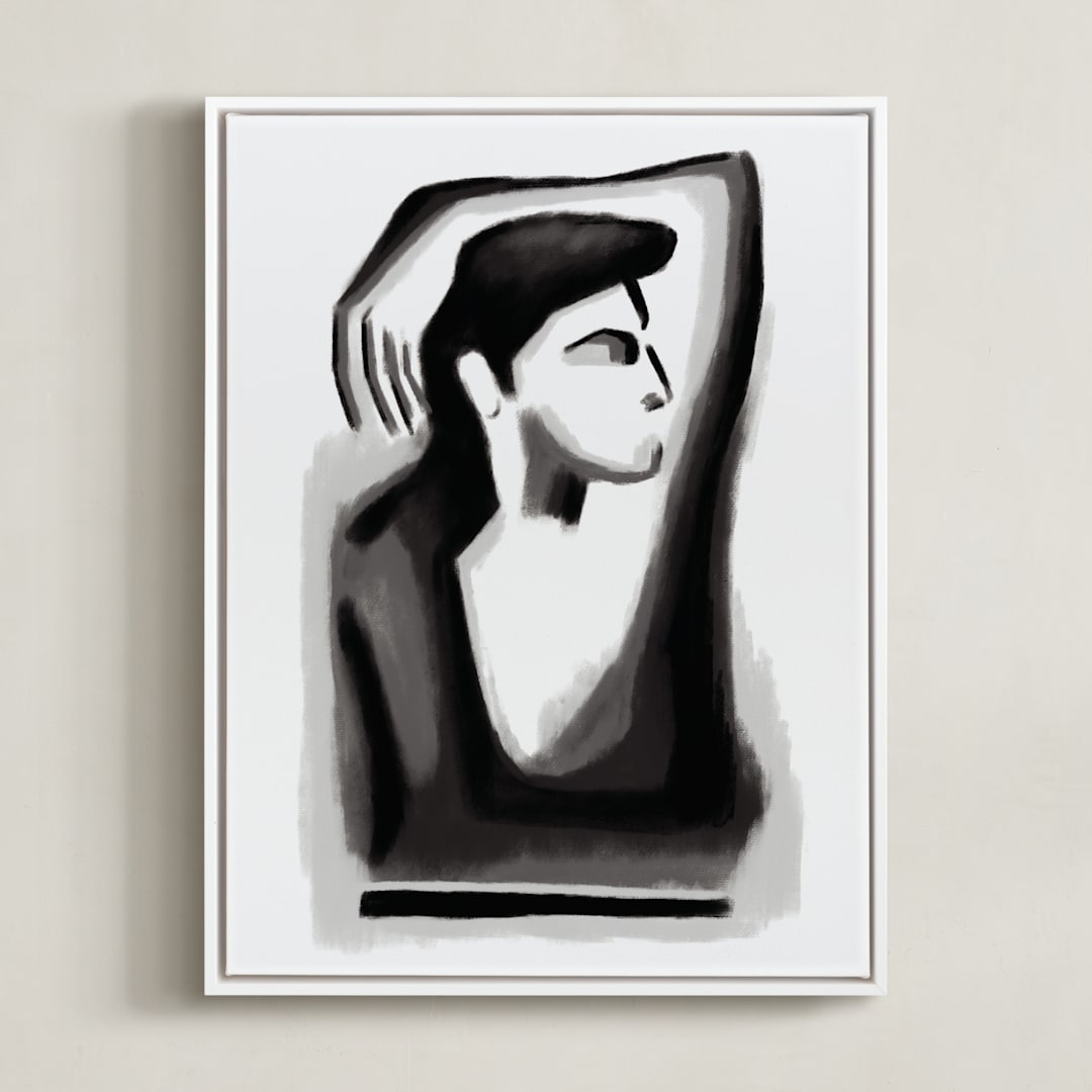 "Contemplation" - Art Print in Midnight by Mansi Verma - Framed Canvas