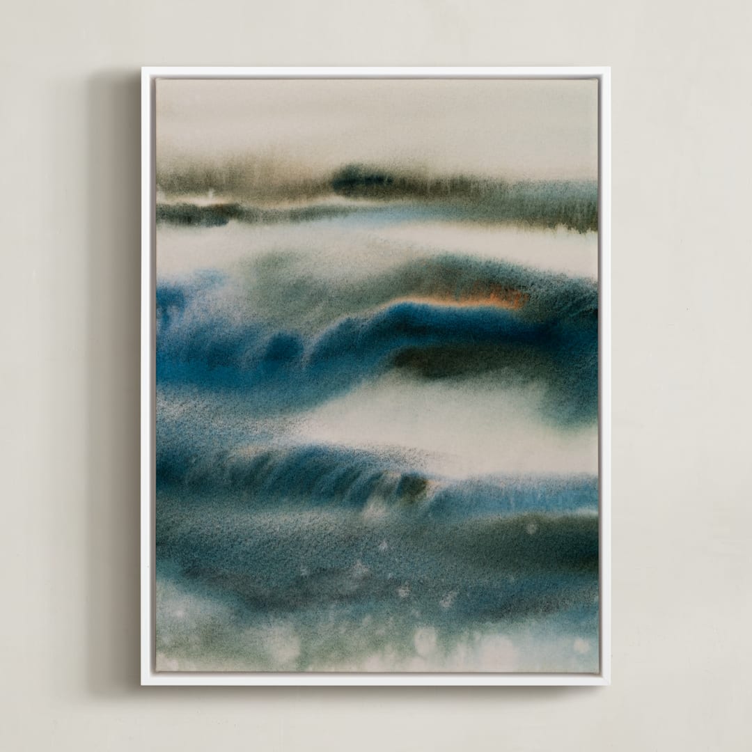 "Blue Embrace / Sky over Ocean" - Art Print in Moonlight Blue by Marta Spendowska - Framed Canvas