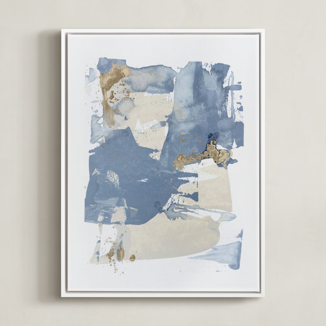 "On the Rocks No. 2" - Art Print in Wedgewood Blue by Julia Contacessi - Framed Canvas