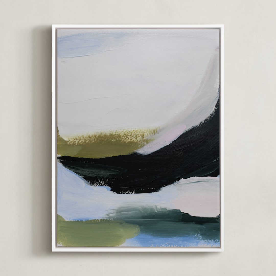 "Elemental layers" - Art Print in Olive by Melanie Severin - Framed Canvas