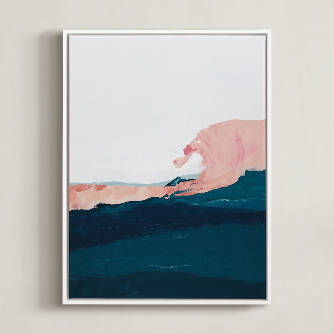 "Santa Cruz Seascape Winter Swell" - Art Print in Blush by Caryn Owen - Framed Canvas