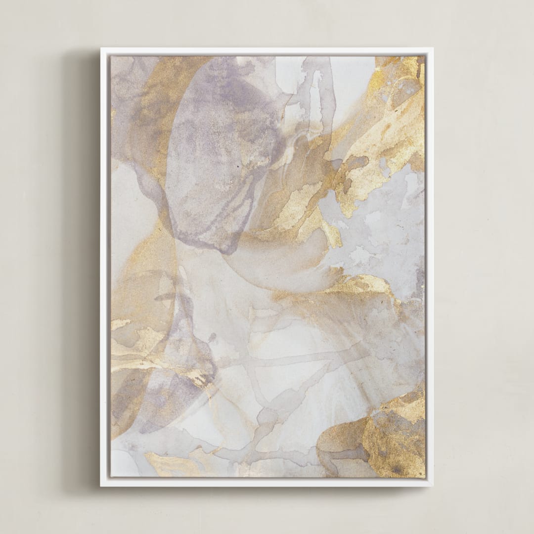 "Soft Shimmer No. 2" - Art Print in Soft Lavender Gold by Julia Contacessi - Framed Canvas