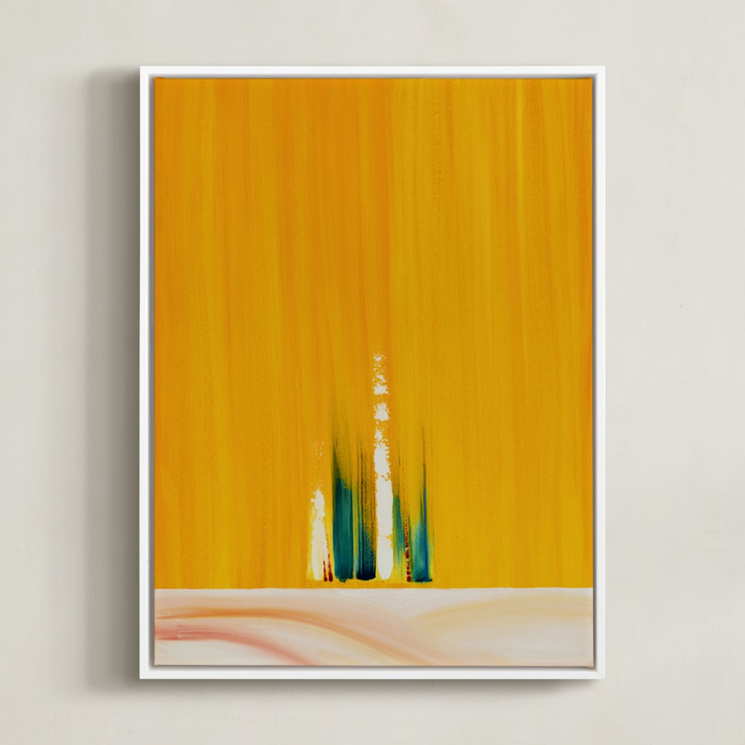 "Emerging" - Art Print in Orange Yellow by Jennifer Spencer - Framed Canvas