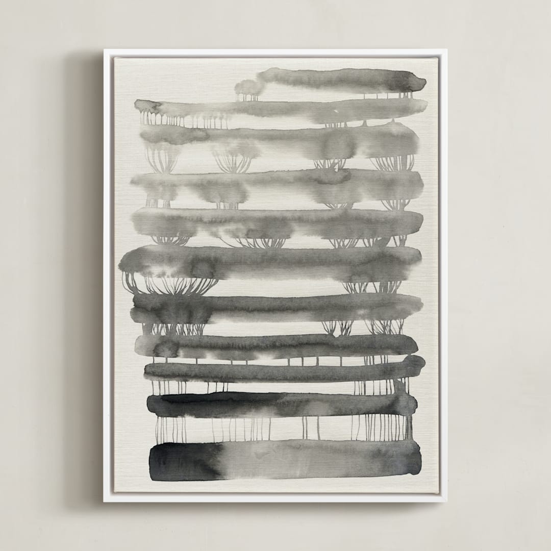 "Abstract Watercolor 90" - Art Print in Black by Ekaterina Romanova - Framed Canvas