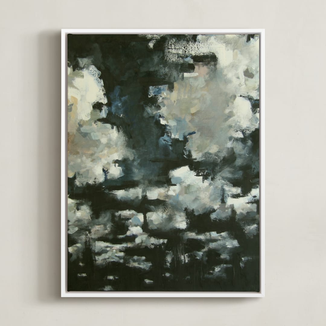 "Night Clouds" - Art Print in Midnight Blue by Kelly Johnston - Framed Canvas