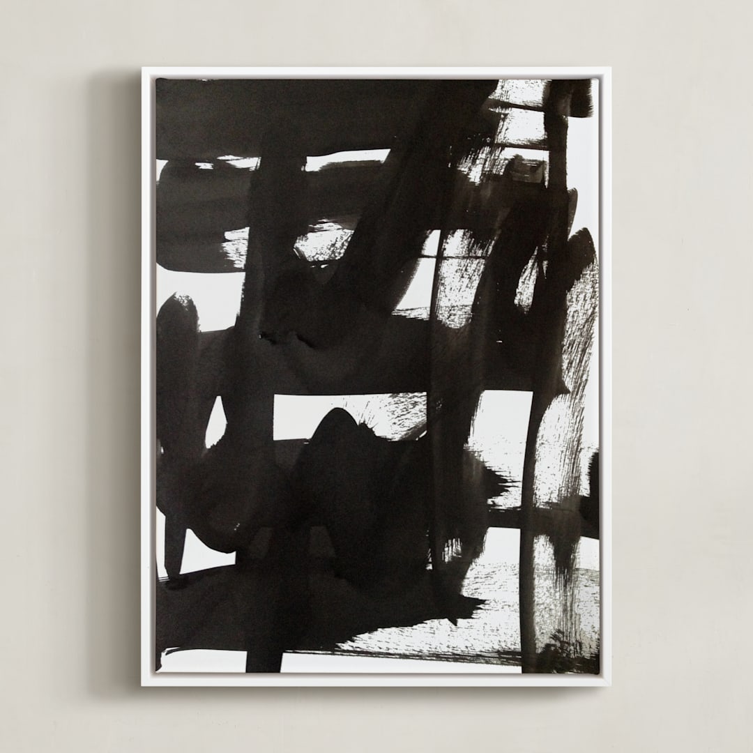 "Inked" - Art Print in Black Ink by Deborah Velasquez - Framed Canvas