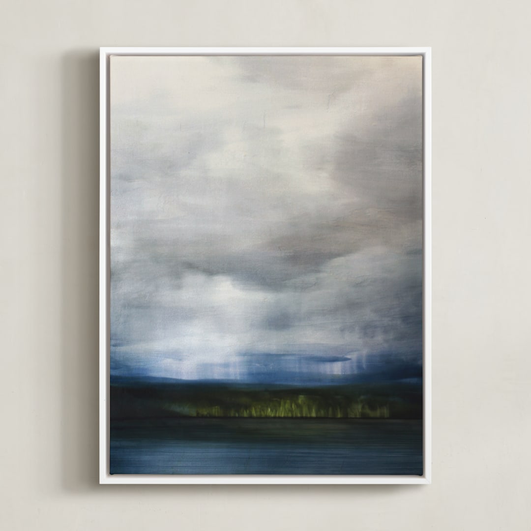 "Rain and Light" - Art Print in Rain Blue by Brian Sostrom - Framed Canvas