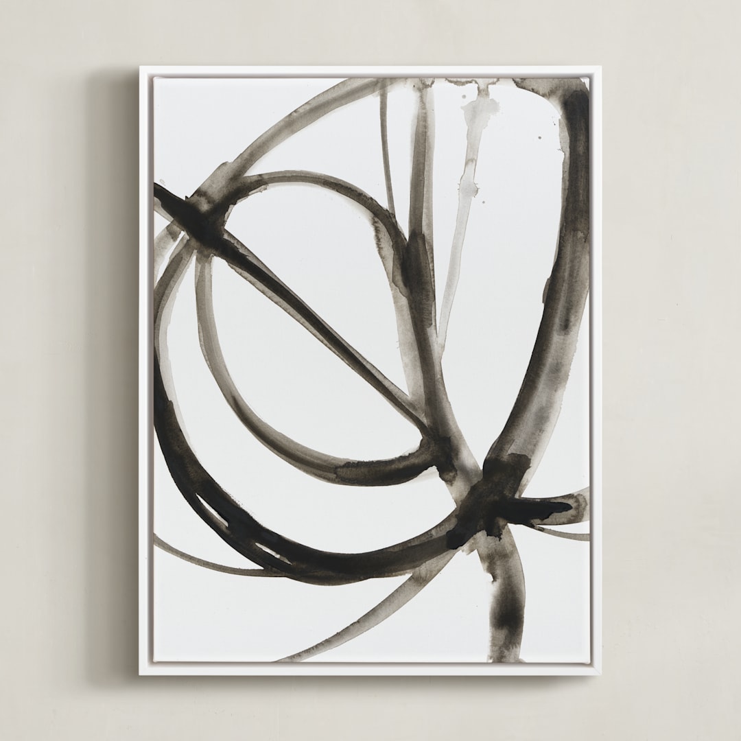 "Plant Cell 6" - Art Print in Charcoal by Mary Gaspar - Framed Canvas