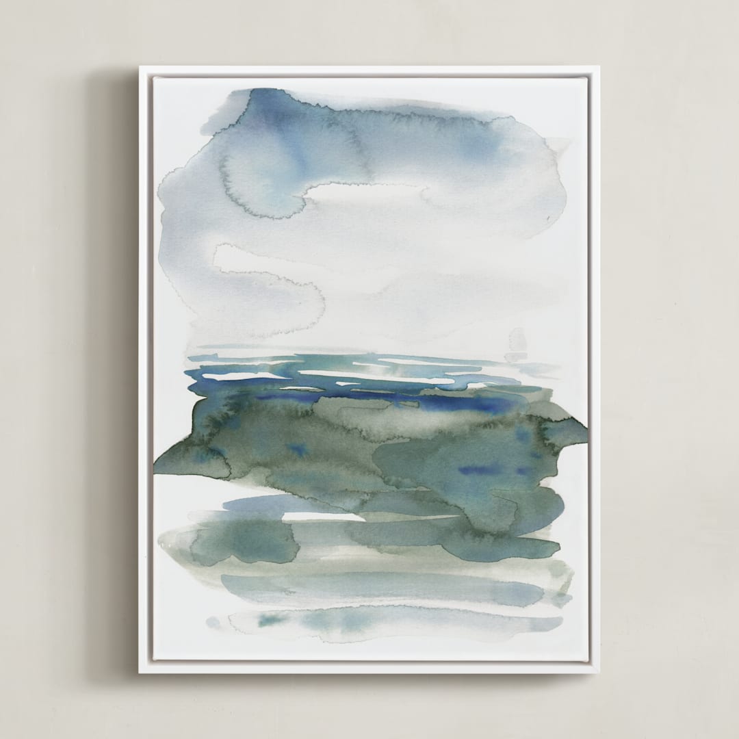 "ocean landscape" - Art Print in sea green by Kelly Witmer - Framed Canvas