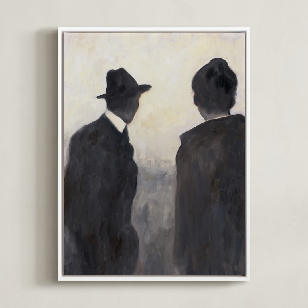 "watching" - Art Print in Charcoal by Kelly Witmer - Framed Canvas