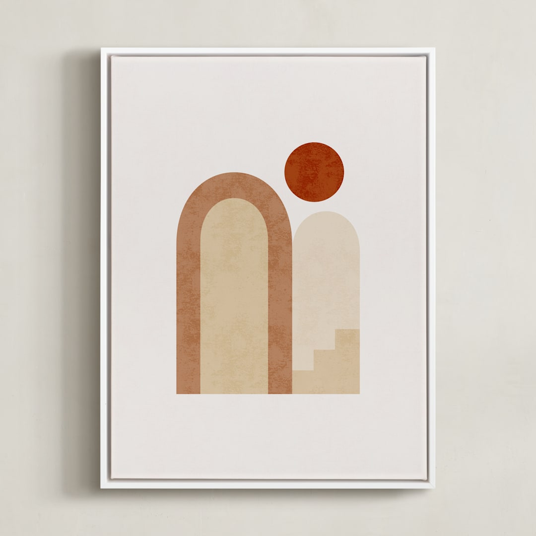 "Rustic Geometry 2" - Art Print in Terracotta by Iveta Angelova - Framed Canvas
