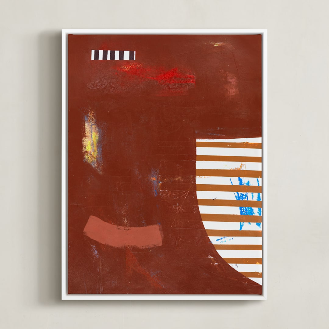 "RAW SIENNA & ROUGE" - Art Print in Mocha by Keren Toledano - Framed Canvas