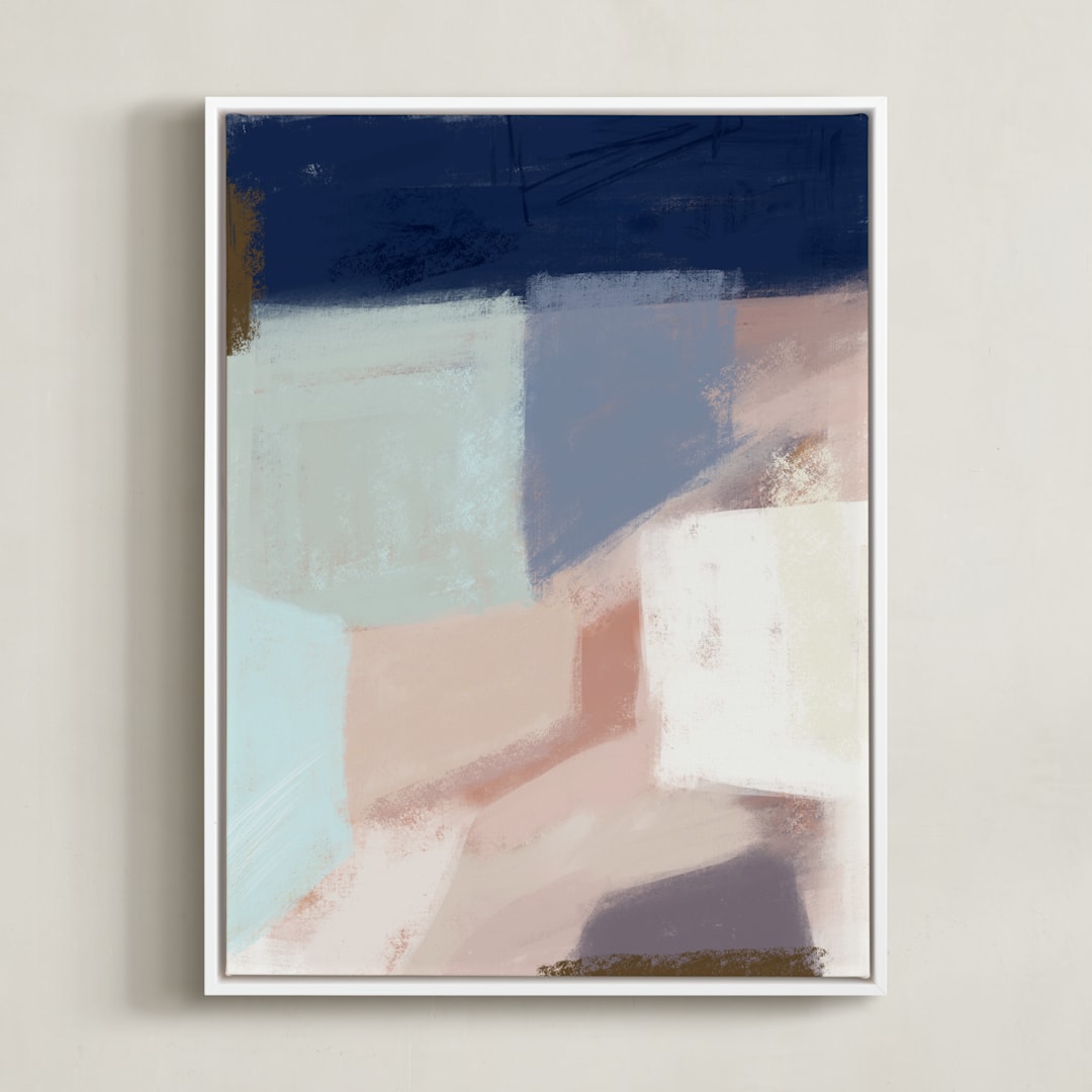 "Fit in" - Art Print in Navy by Yaling Hou Suzuki - Framed Canvas