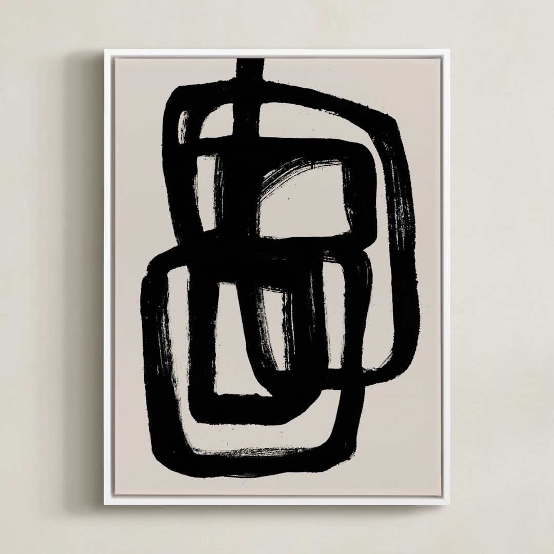 "Abstract ink brush" - Art Print in Obsidian by Cass Loh - Framed Canvas