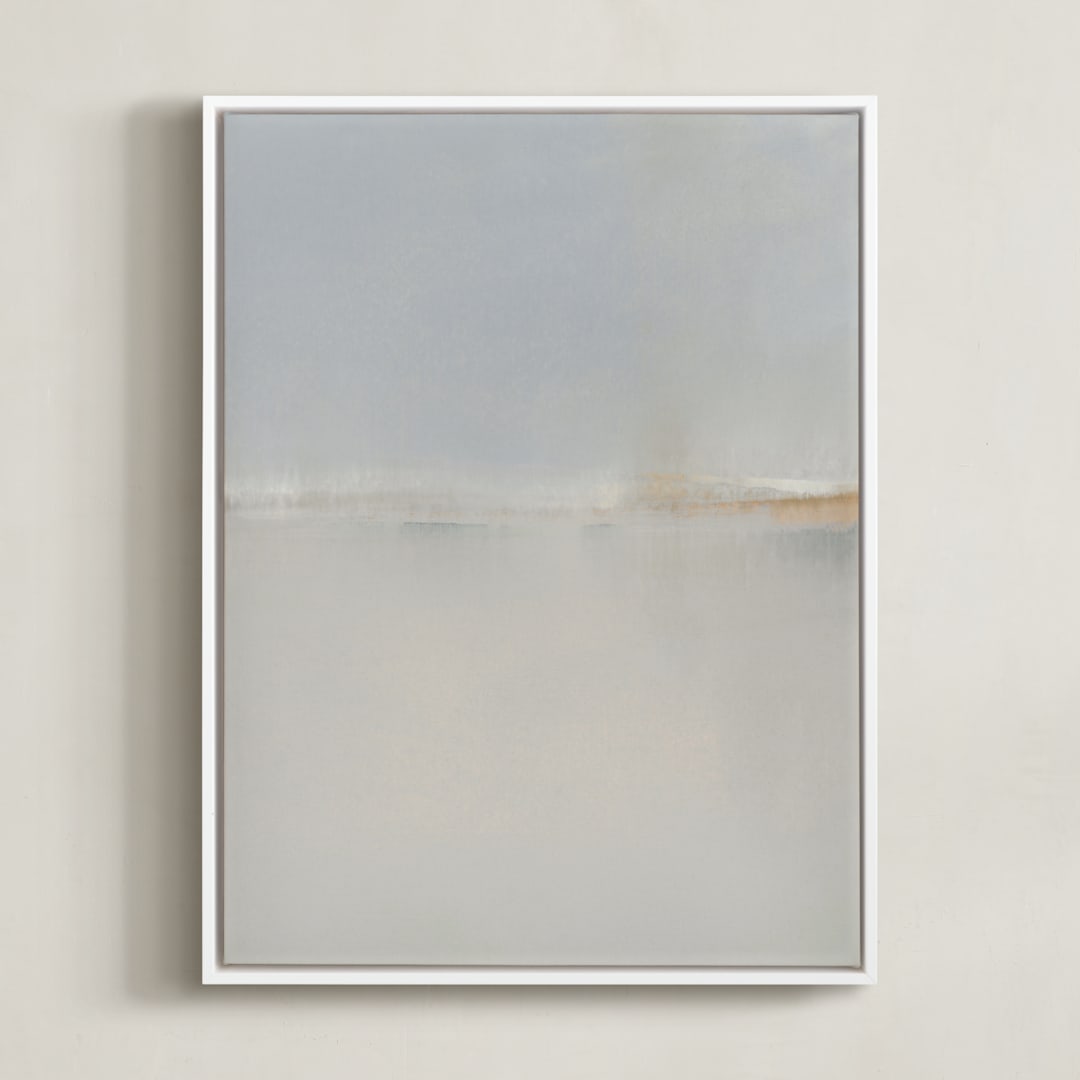 "Winter Beach" - Art Print in White by Sadie Holden - Framed Canvas