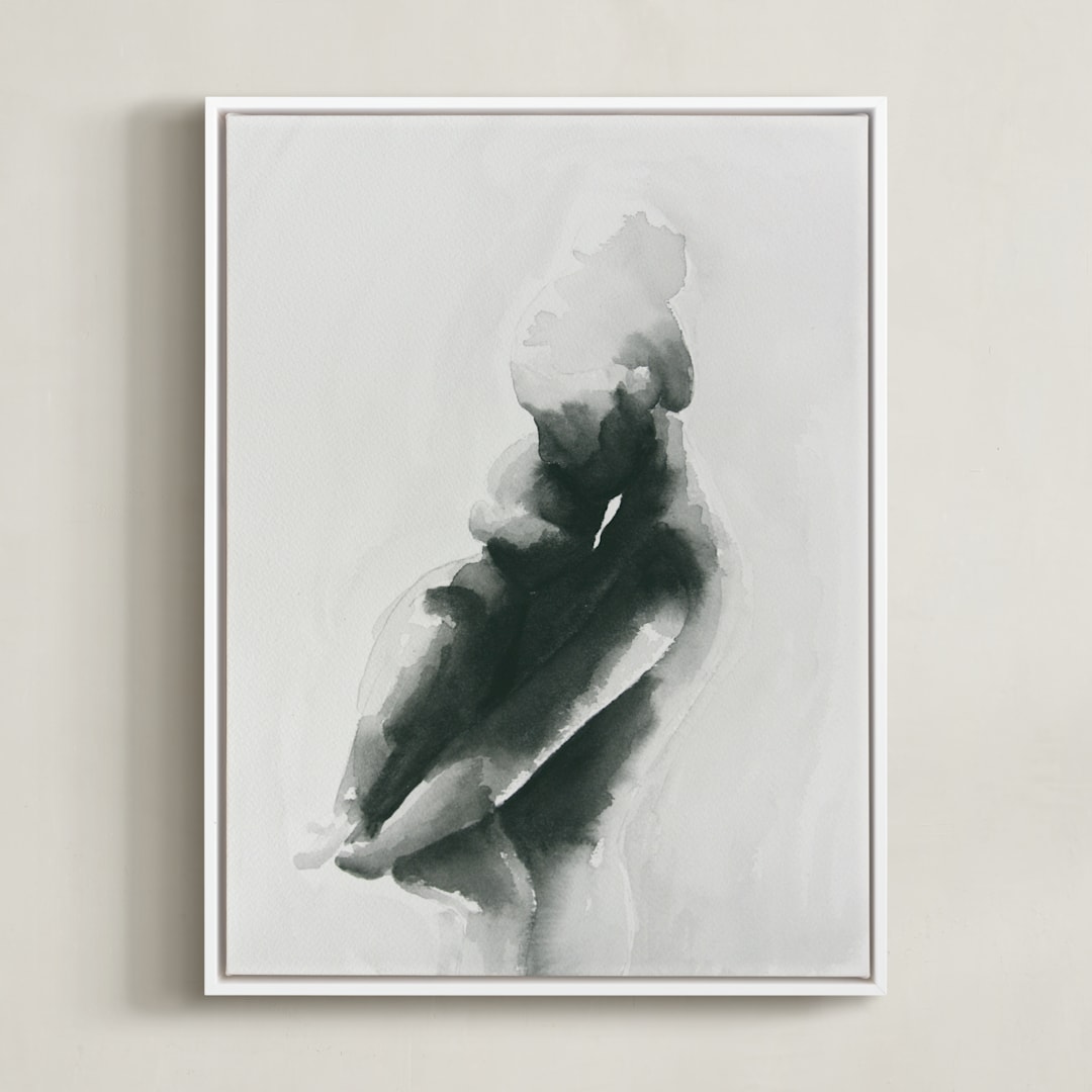 "Mother Embrace Color" - Art Print in Pewter by Kate Ahn - Framed Canvas