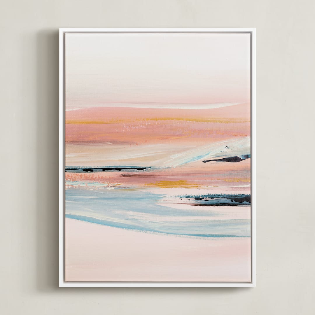"Make Waves" - Art Print in Salmon by Jen Florentine - Framed Canvas