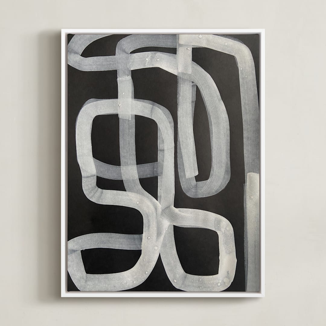 "A Twist, A Turn, A Path" - Art Print in Charcoal by Deborah Velasquez - Framed Canvas