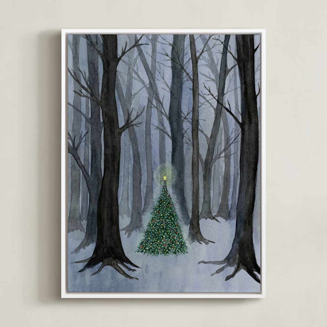 "Silent Night Woods" - Art Print in Winter by Karina Racz - Framed Canvas