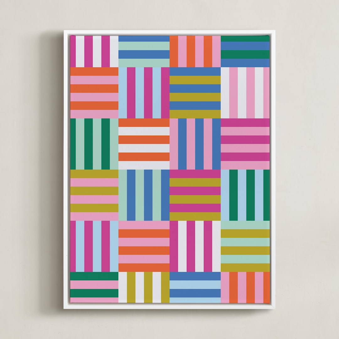 "Not your average checkers" - Art Print in Rainbow by Ashes and Ivy Studio - Framed Canvas