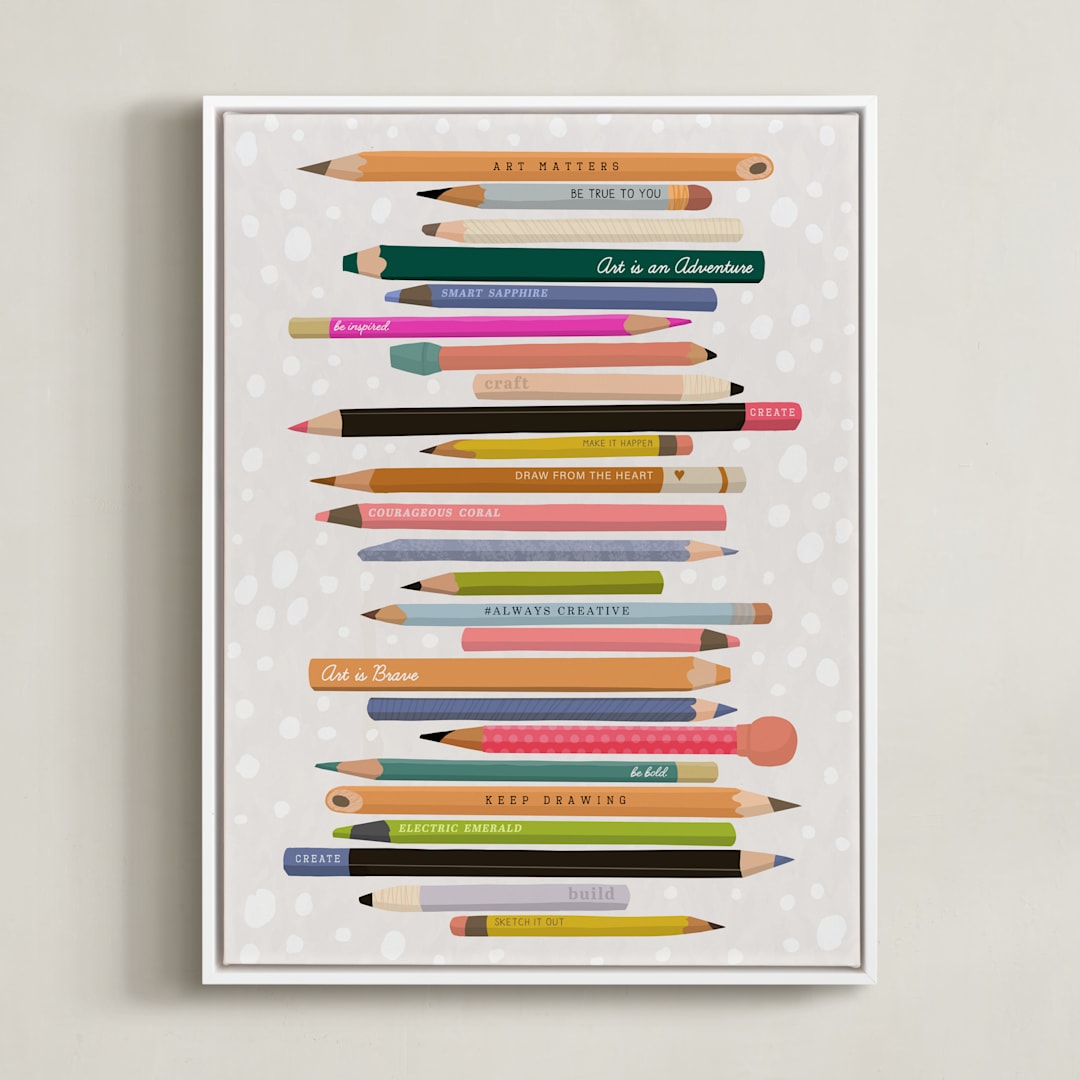 "Always Be Creative" - Art Print in Rainbow by Naava Katz - Framed Canvas