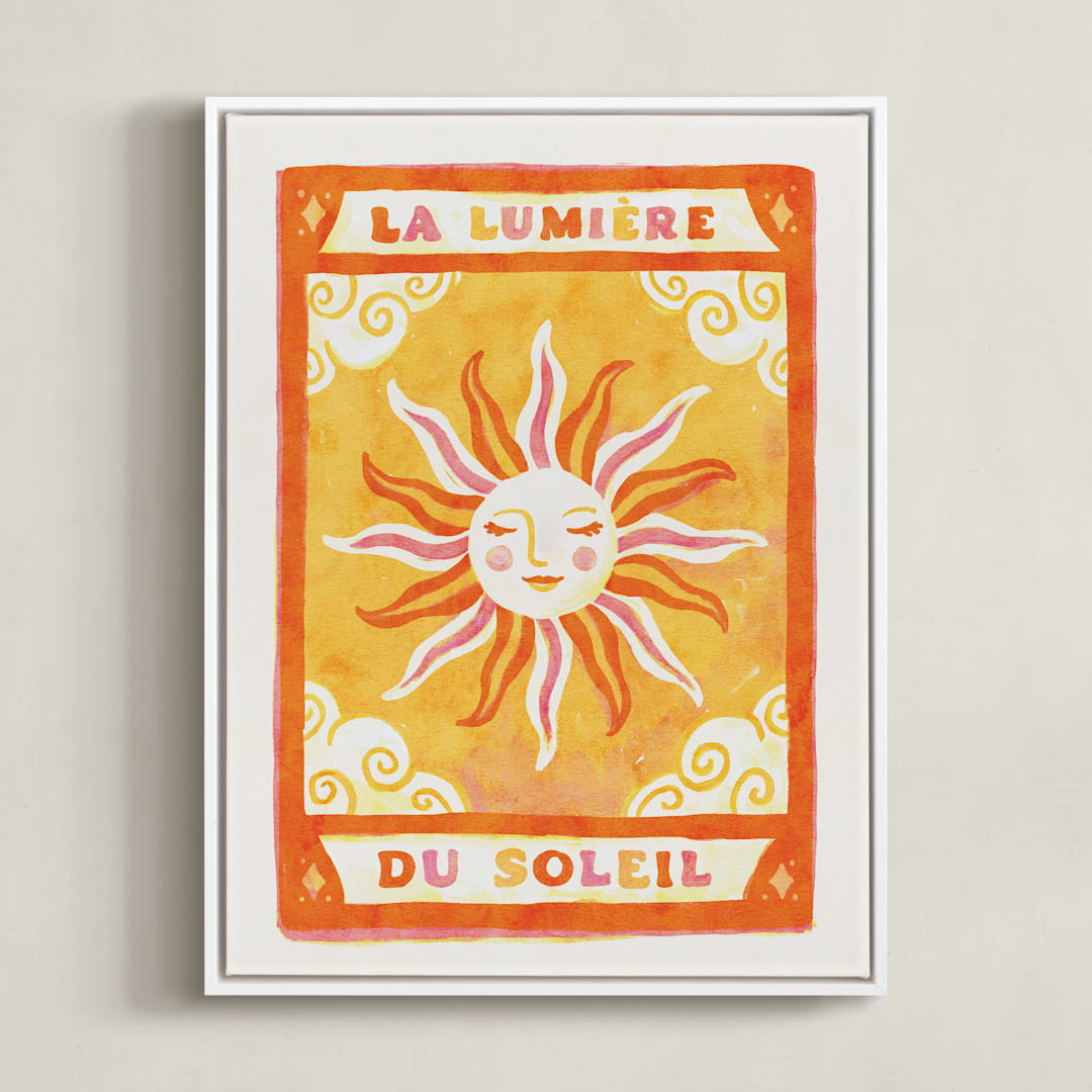 "Soleil Sun Tarot" - Art Print in Sunny Orange by Sabrina Excene - Framed Canvas