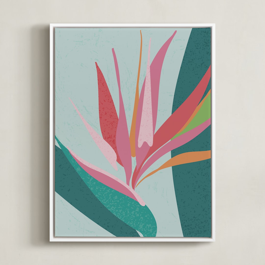 "Floralia" - Art Print in Turquoise by Tamara Hilje - Framed Canvas