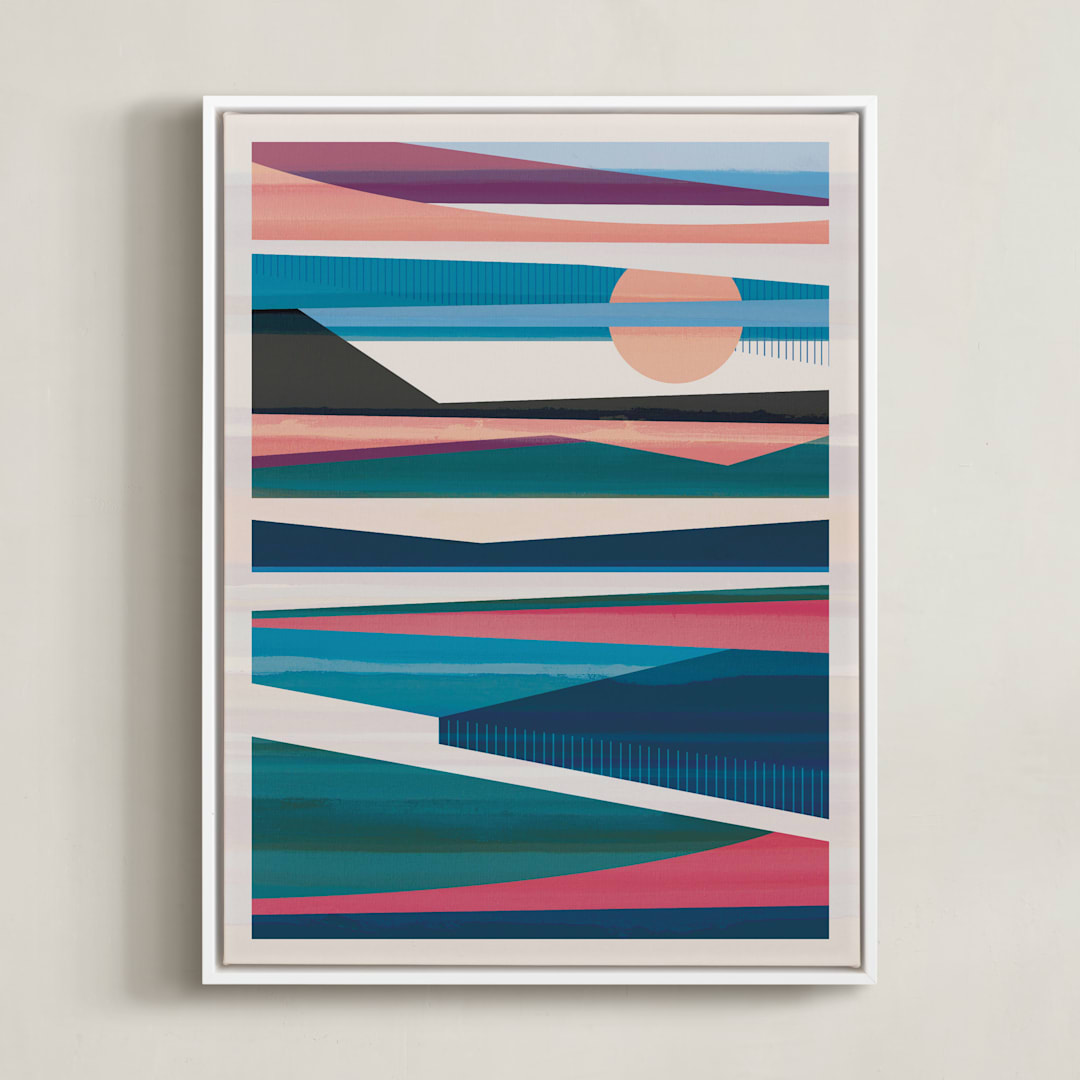 "Viewpoint" - Art Print in Grapefruit by Jen Florentine - Framed Canvas