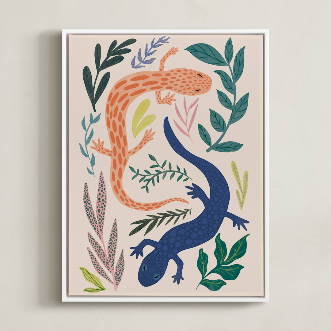 "Ever Changing" - Art Print in Peach by Megan Zang - Framed Canvas
