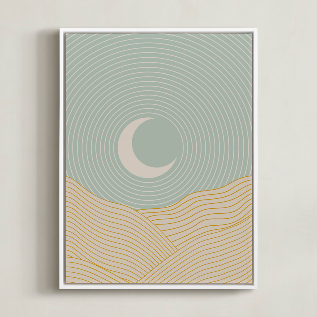 "Sun and Moon II" - Art Print in Duck Egg Blue by Zani van Zyl - Framed Canvas
