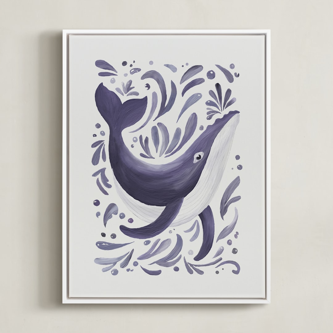 "Sea Spirits 3" - Art Print in Purple by Corrina Reid - Framed Canvas