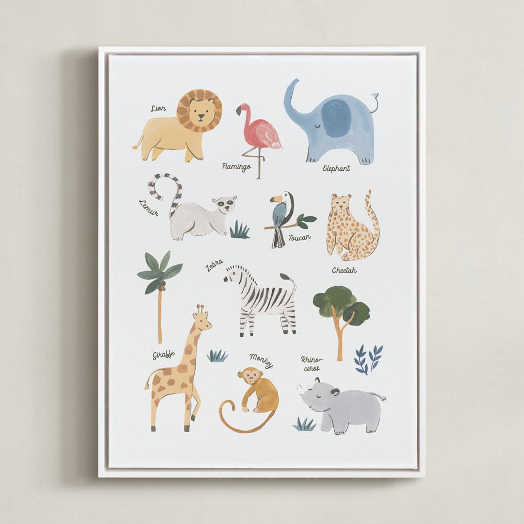 "Safari Friends 1" - Art Print in Safari by Teju Reval - Framed Canvas