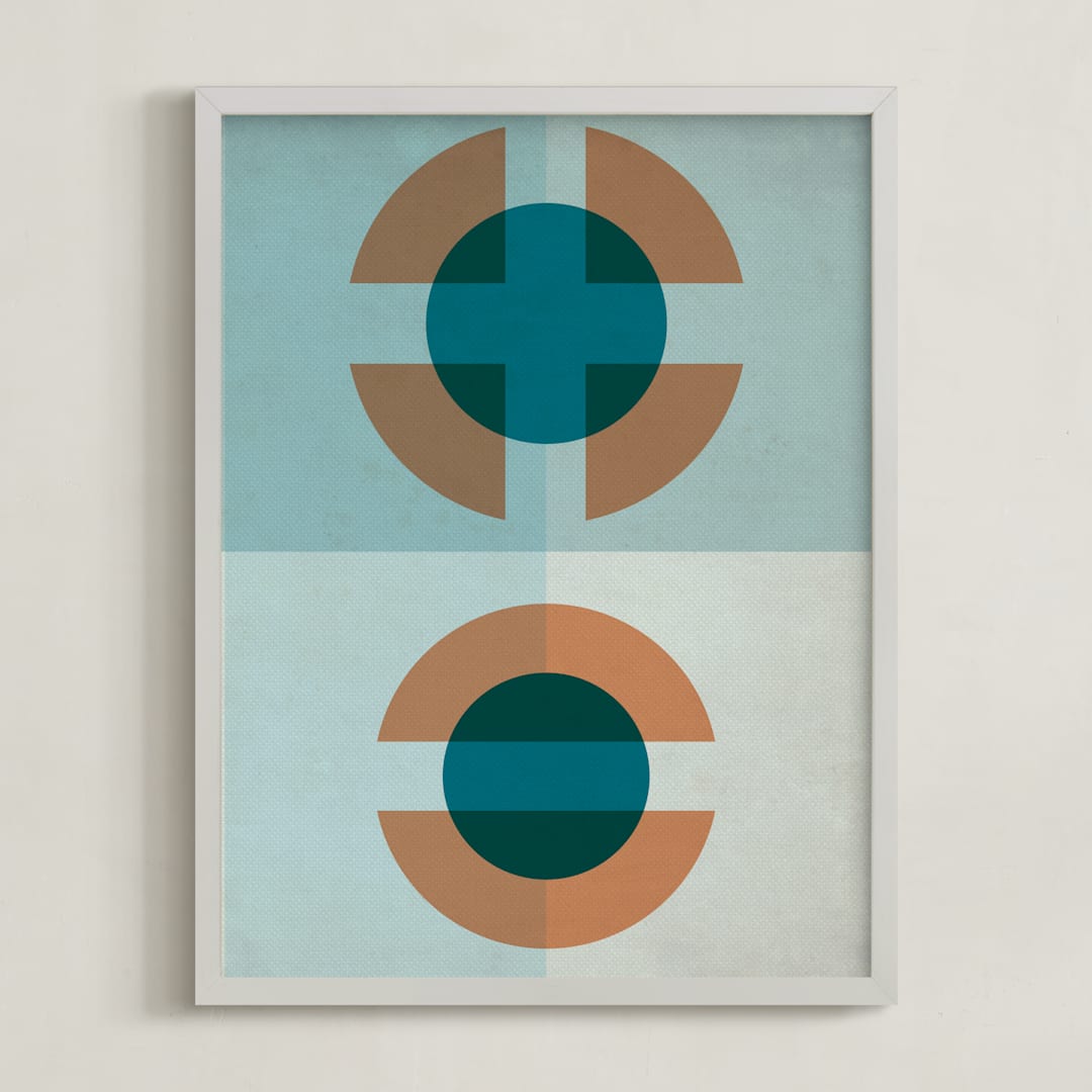 "Cellular" - Art Print in blue slate by Jennifer Morehead - Framed