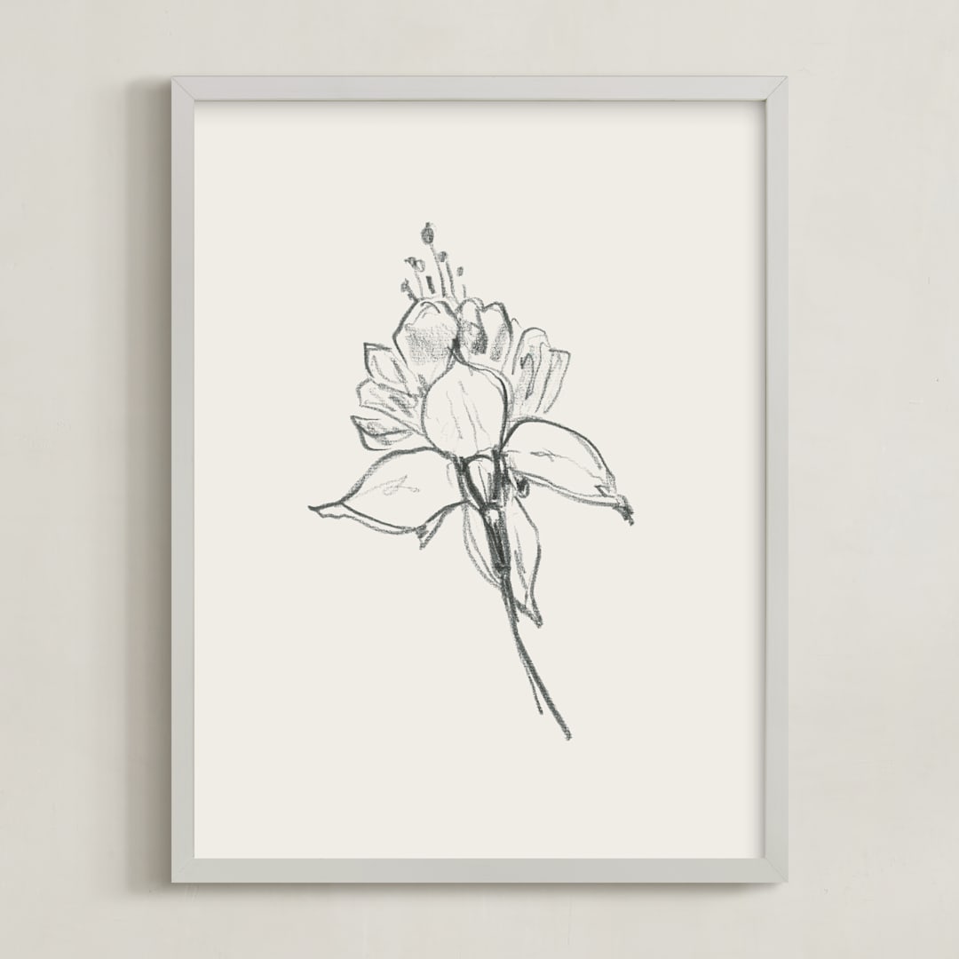"Fuchsia 2 of 2 Diptych" - Art Print in off white / black by Miranda Mol - Framed