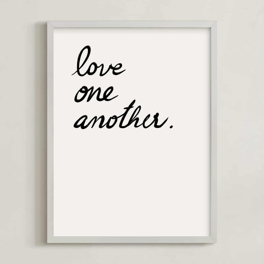 "Love one, Love all" - Art Print in white by Maja Cunningham - Framed