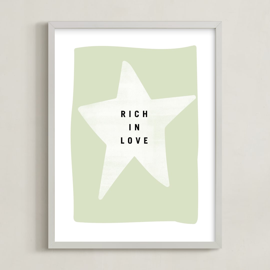 "rich in love" - Art Print in mint by Lindsay Stetson Thompson - Framed