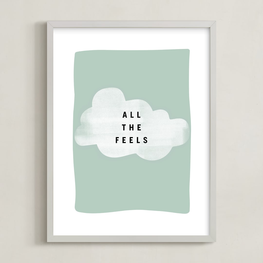"all the feels" - Art Print in aqua by Lindsay Stetson Thompson - Framed