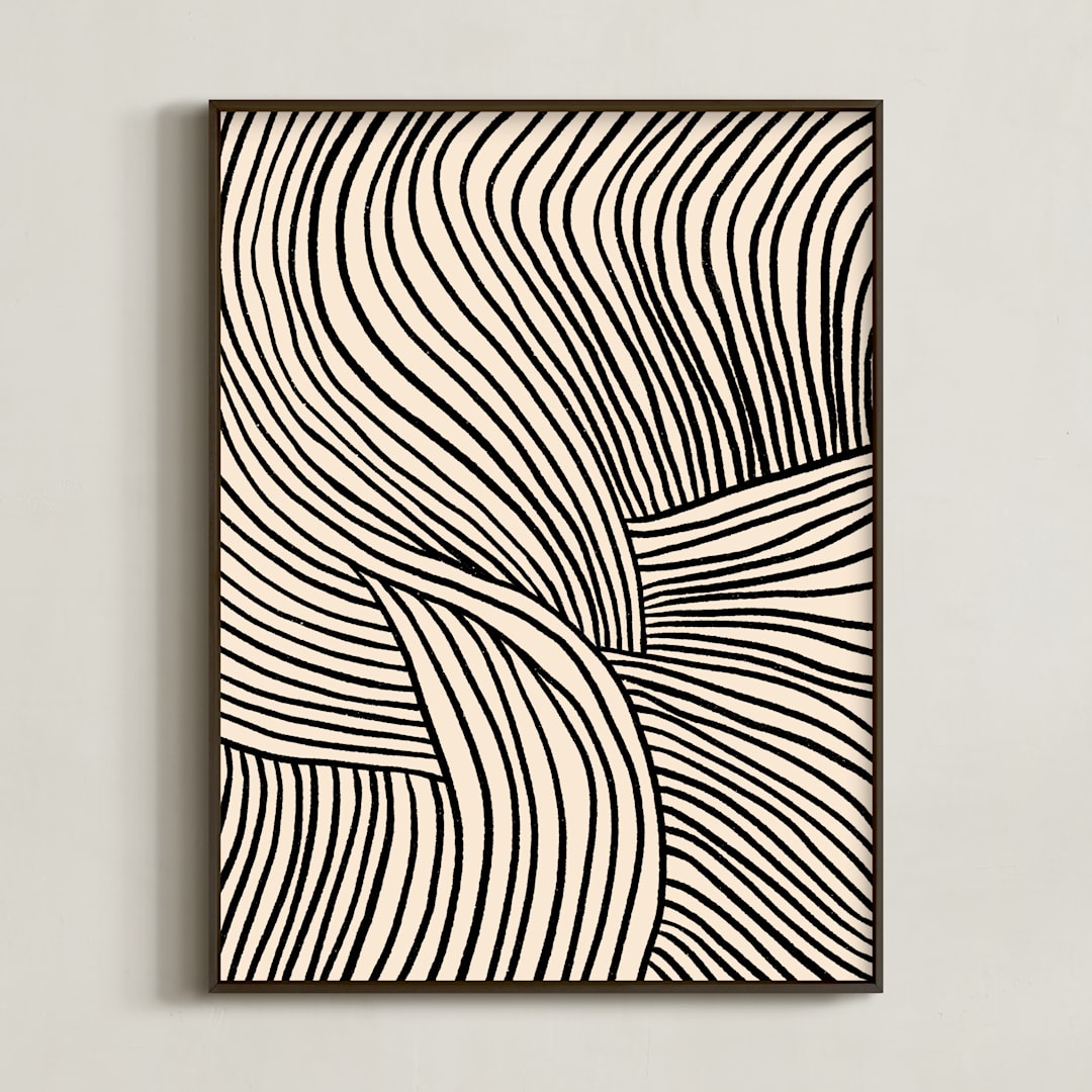 "Flowing Lines" - Art Print in Onyx by Iveta Angelova - Framed