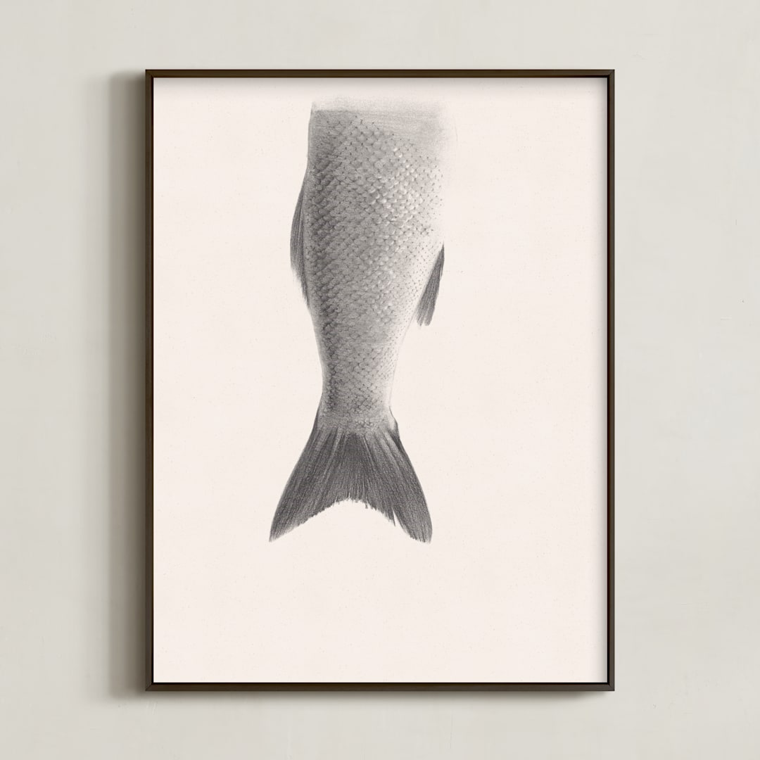 "Fin" - Art Print in Linen White by jinseikou - Framed