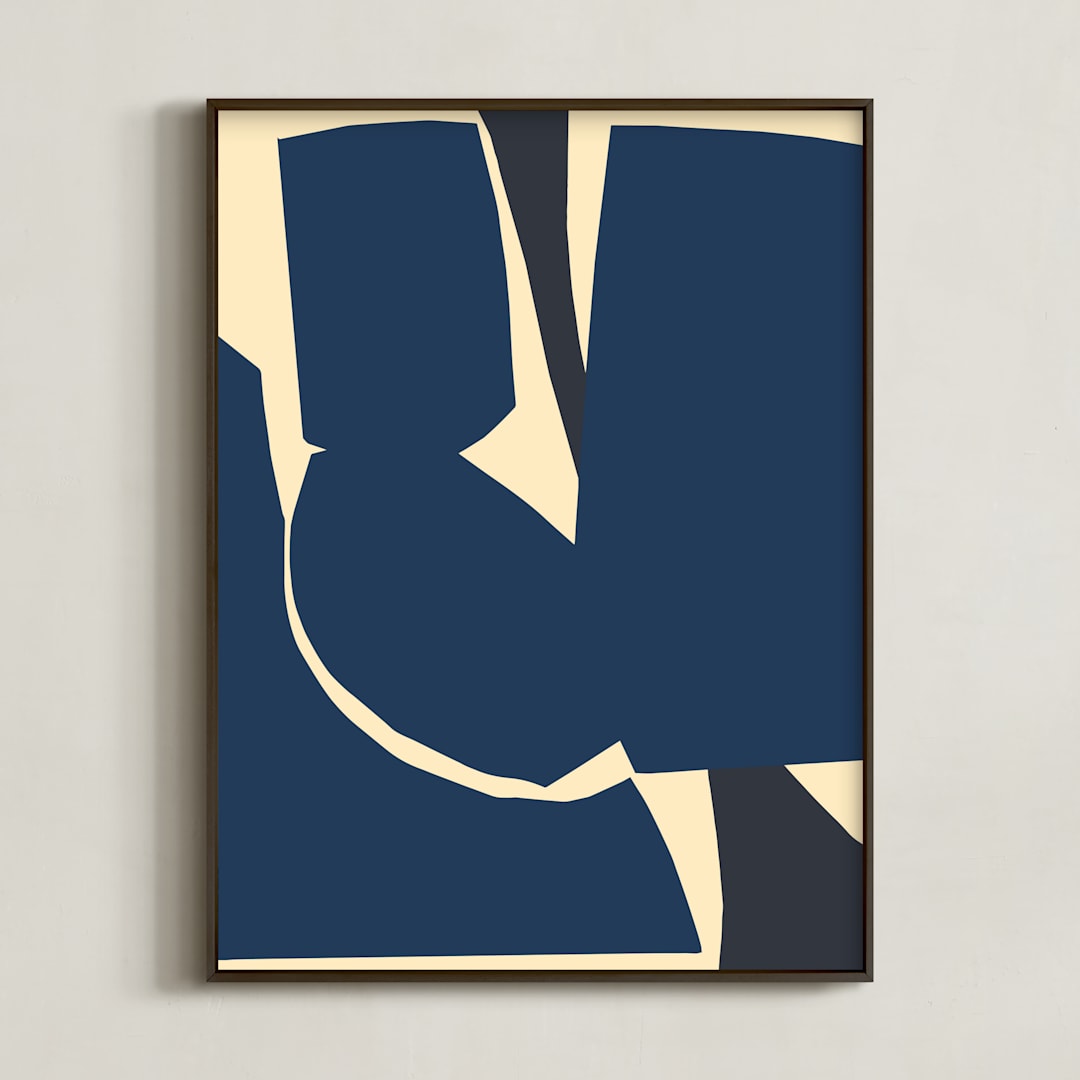 "Still III" - Art Print in Indigo by Deborah Velasquez - Framed