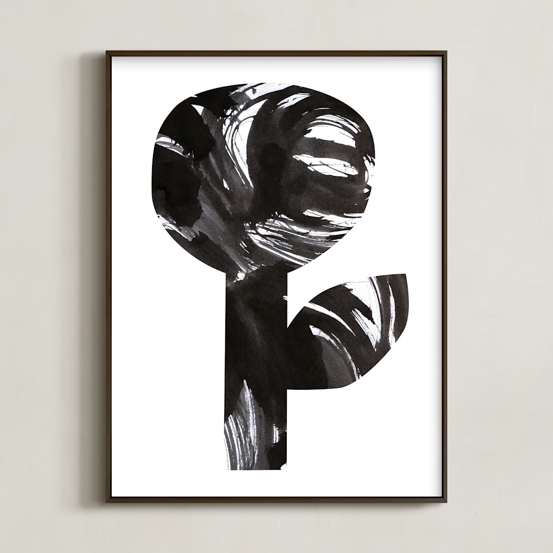 "Bold and Graphic Flowers II" - Art Print in Obsidian by Alexandra Dzh - Framed