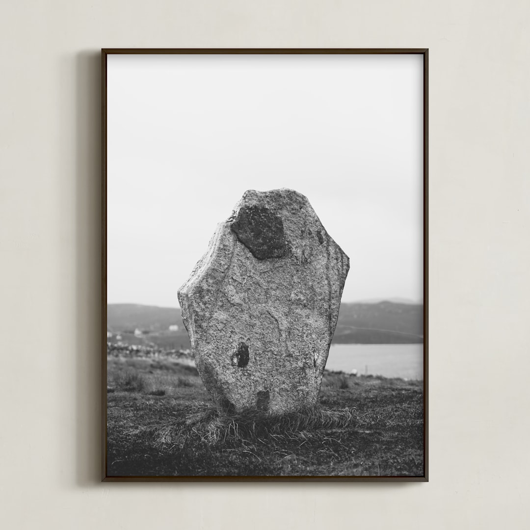 "Standing Stones I" - Art Print in Black and White by Kamala Nahas - Framed