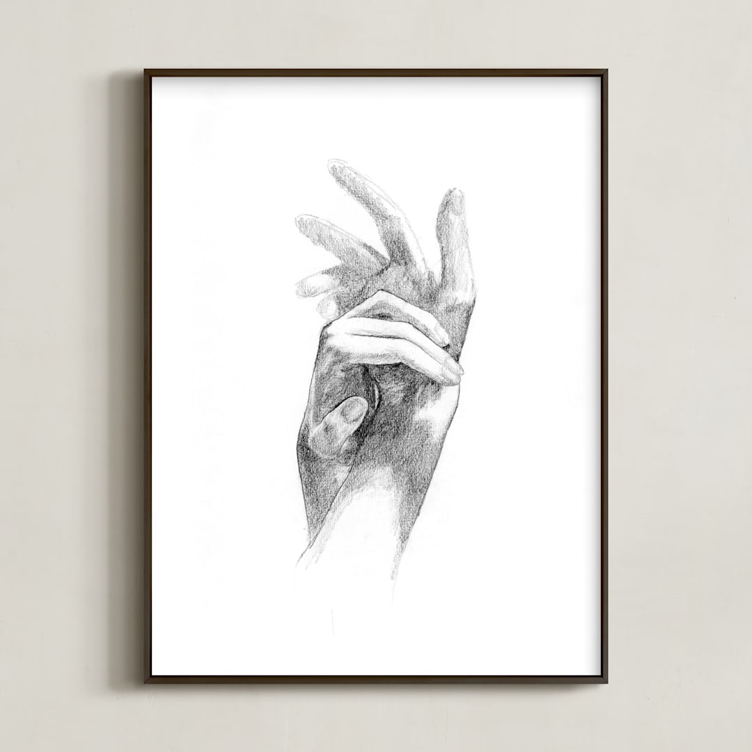 "Graceful hands" - Art Print in Graphite by Jess Blazejewski - Framed