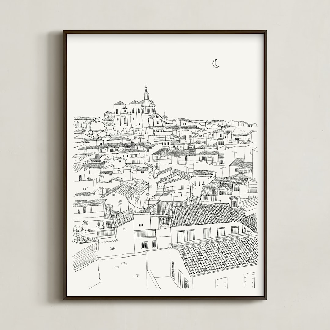 "Toledo" - Art Print in Graphite by Adelyn T. - Framed
