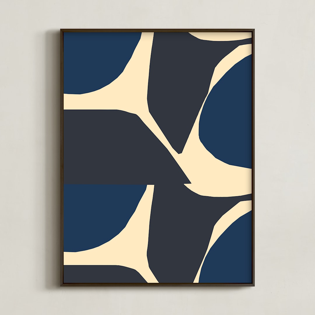 "Still I" - Art Print in Indigo by Deborah Velasquez - Framed